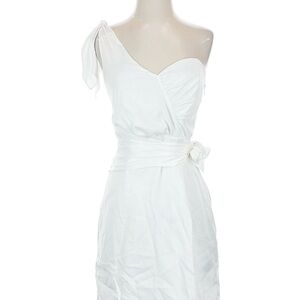 Aidan Mattox White One-Shoulder Wrap Dress with Side Tie